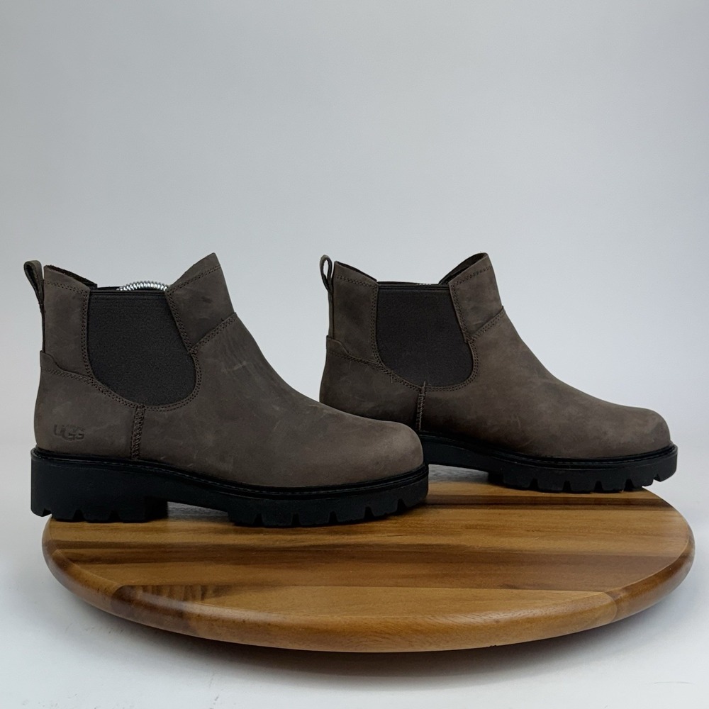 Womens Ugg Loxley Brown Nubuck Leather Platform Chelsea Ankle Boots‎ Size 10 M